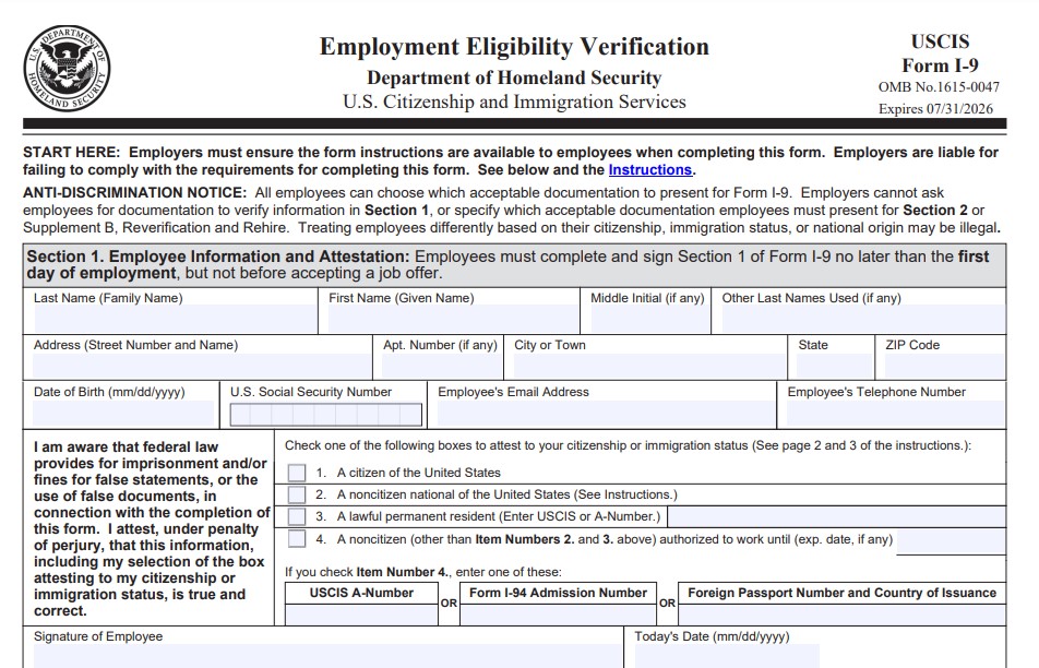 Critical Information You Need to Know About a Form I-9