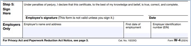 Step 5 W-4 Form